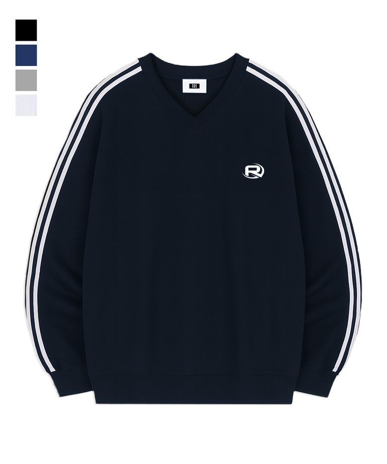 ROF ESSENTIAL SPORTY TRACK V-NECK OVER FIT SWEATSHIRT (4color)