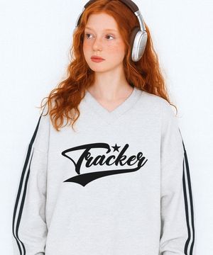 TRACKER SPORTY TRACK V-NECK OVER FIT SWEATSHIRT (4color)