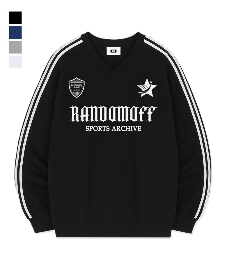 STAR CREST SPORTY TRACK V-NECK OVER FIT SWEATSHIRT (4color)