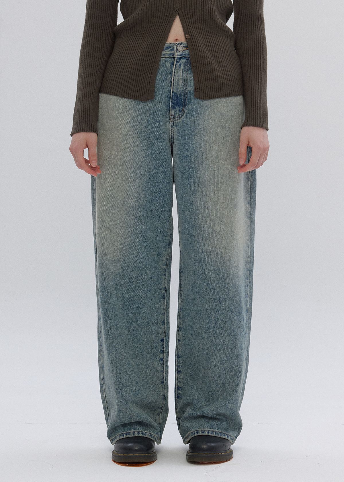 버튼업(BUTTON UP) 빈티지 워시드 와이드 데님