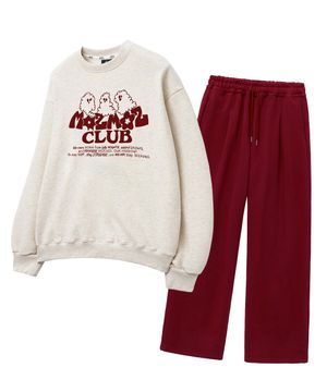 [SET] 고스트 클라우드 오버핏 맨투맨 + 소프트 쭈리 원턱 트레이닝팬츠 오트밀