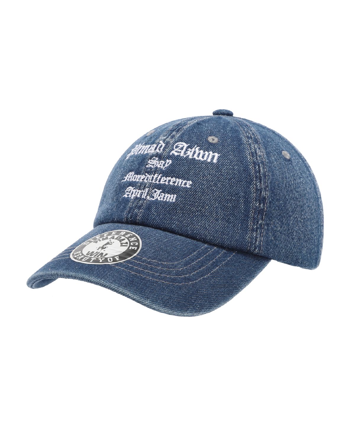 피마다지윈(PIMADAZIWIN) Denim Lettering Ballcap_[Medium Blue]