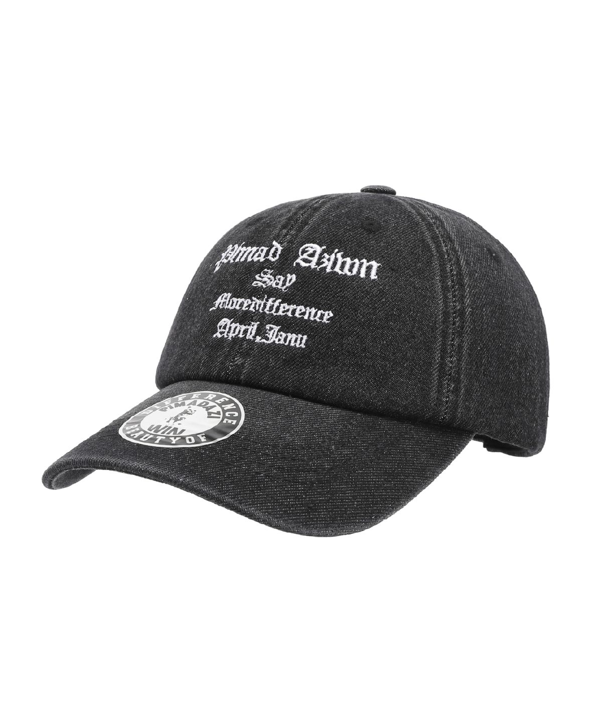 피마다지윈(PIMADAZIWIN) Denim Lettering Ballcap_[Black Charcoal]