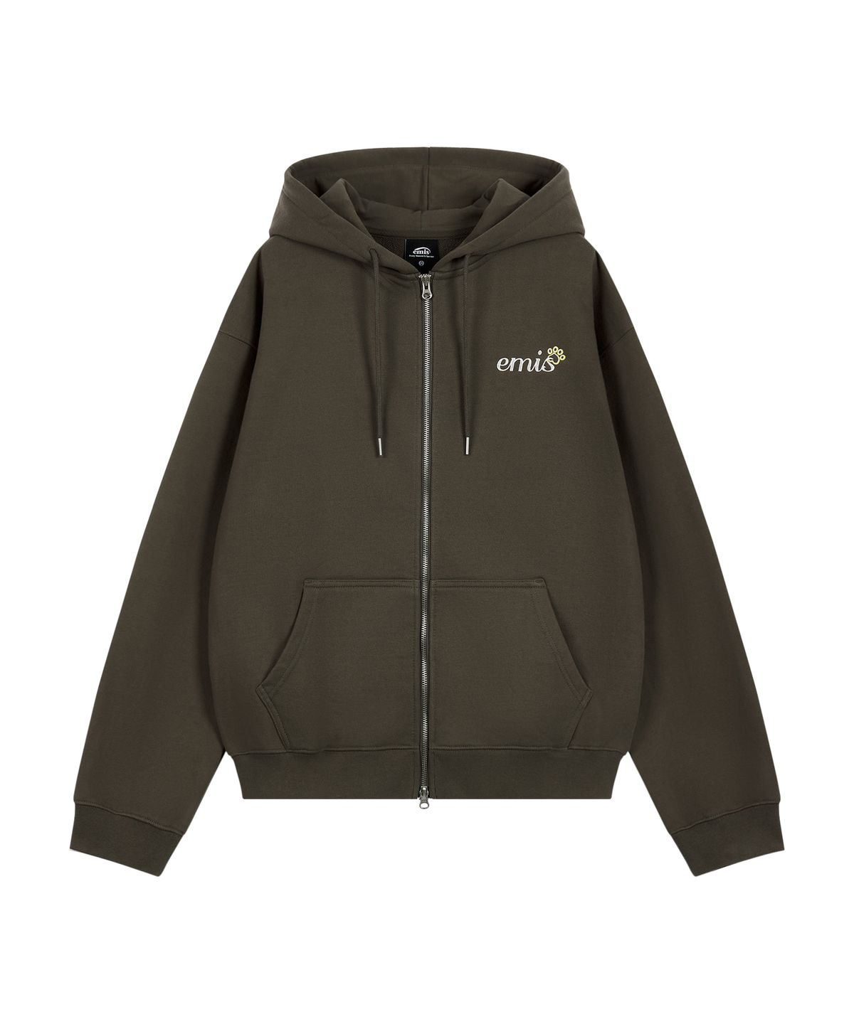 이미스(EMIS) LETTERING LOGO ZIP UP HOODIE_BROWN