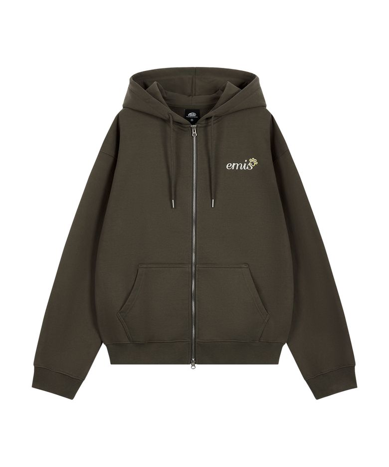 LETTERING LOGO ZIP UP HOODIE_BROWN