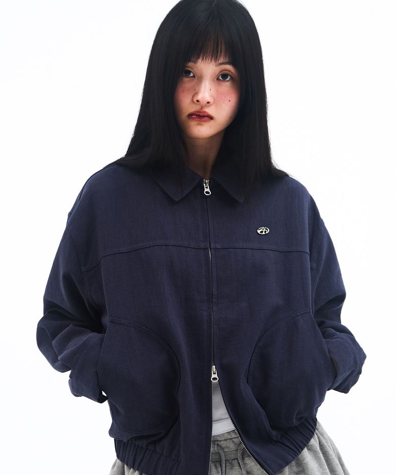 LINEN BOMBER JACKET NAVY