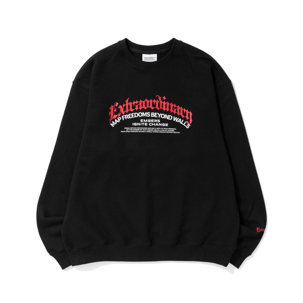 엑스트라오디너리(EXTRAORDINARY) BLACKLETTER CREW SWEATSHIRT BLACK
