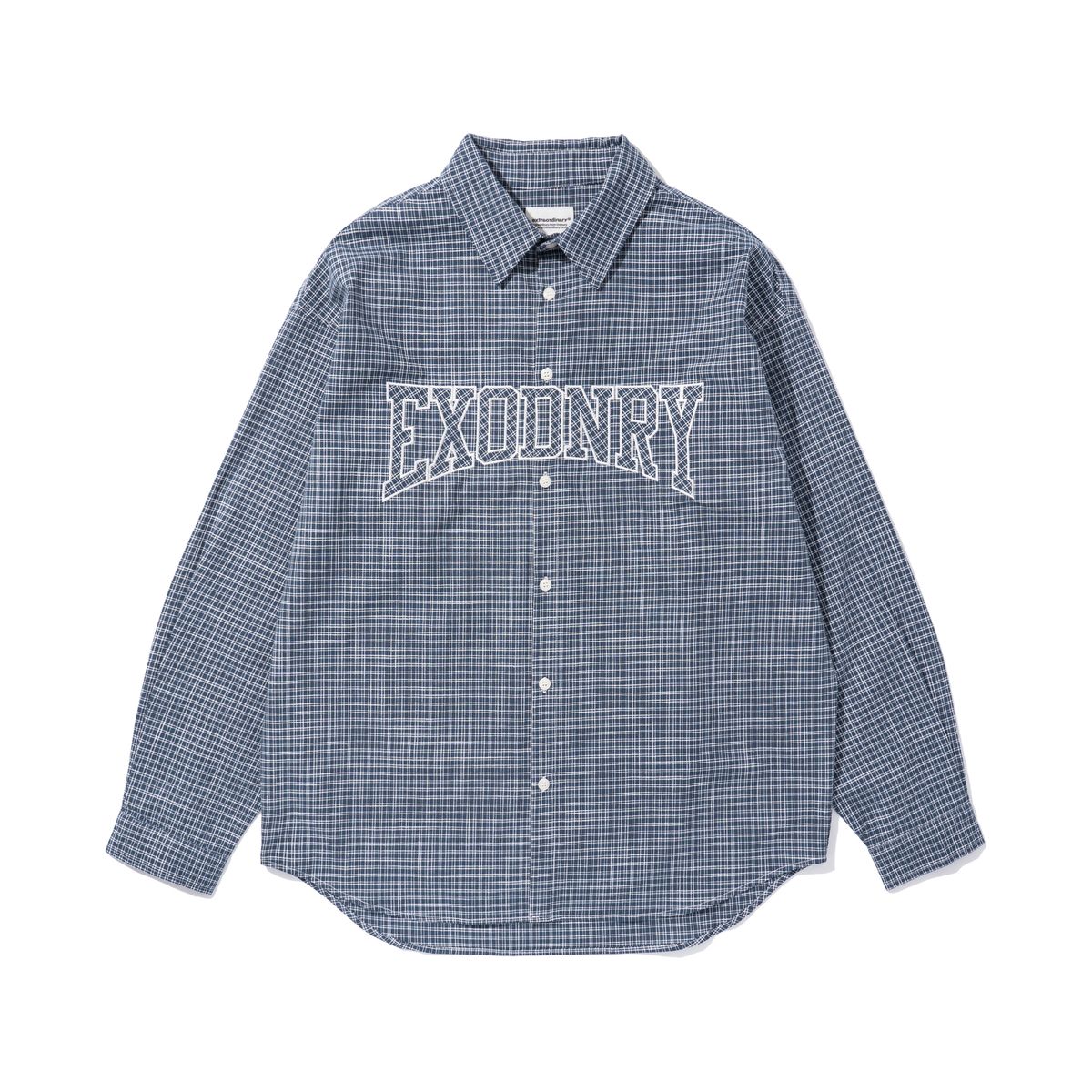 엑스트라오디너리(EXTRAORDINARY) EXODNRY APPLIQUE CHECK SHIRT NAVY