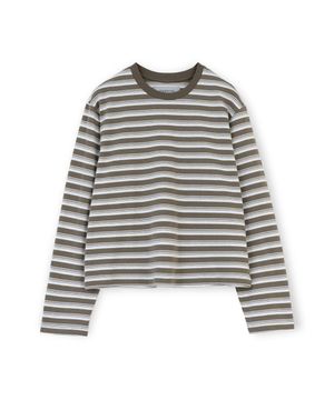 웨이스트 컷 롱 슬리브, 올리브 스트라이프