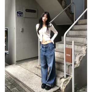 여성 와이드 레그핏 미드 블루 데님 47D848G 2J6