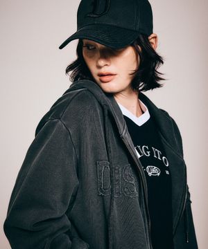 피그먼트 자수로고 후드집업 LP3TF617_CHARCOAL