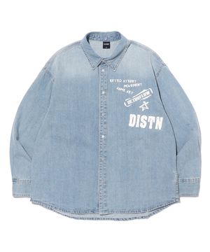 레트로 긴팔 데님 셔츠 LP3YU682_LIGHT INDIGO