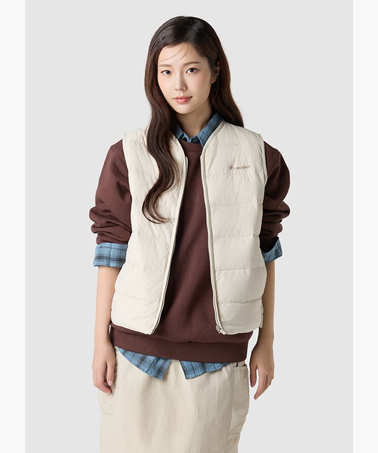 유니 경량 루즈핏 구스다운 베스트 - 베이지(QQ423LDVO1)