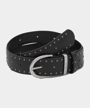 빈티지 라운드 버클 더블 스터트 레더 벨트 [블랙]