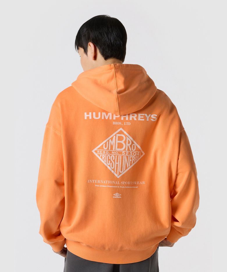 HBL 가먼트 다잉 그래픽 후드 티셔츠 오렌지(UQ321CHD98)