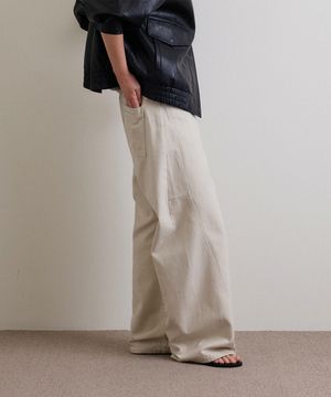 커브드 킹크 카펜터 코튼 팬츠_Ecru