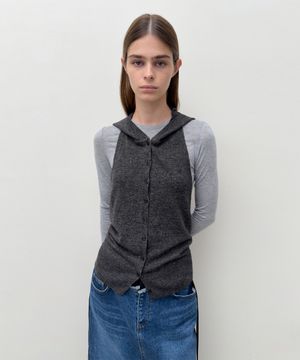 HALTER HOODIE KNIT VEST (dark grey)