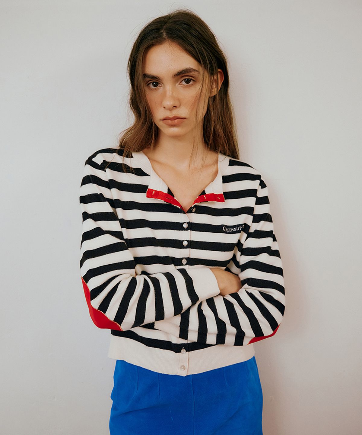 그린버터(GREENBUTTER) Mariner Patch Cardigan (Black)