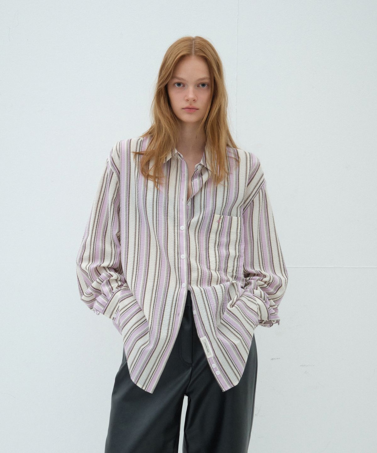 오버듀플레어(OVERDUEFLAIR) OVERSIZED STRIPE SHIRT_LAVENDER