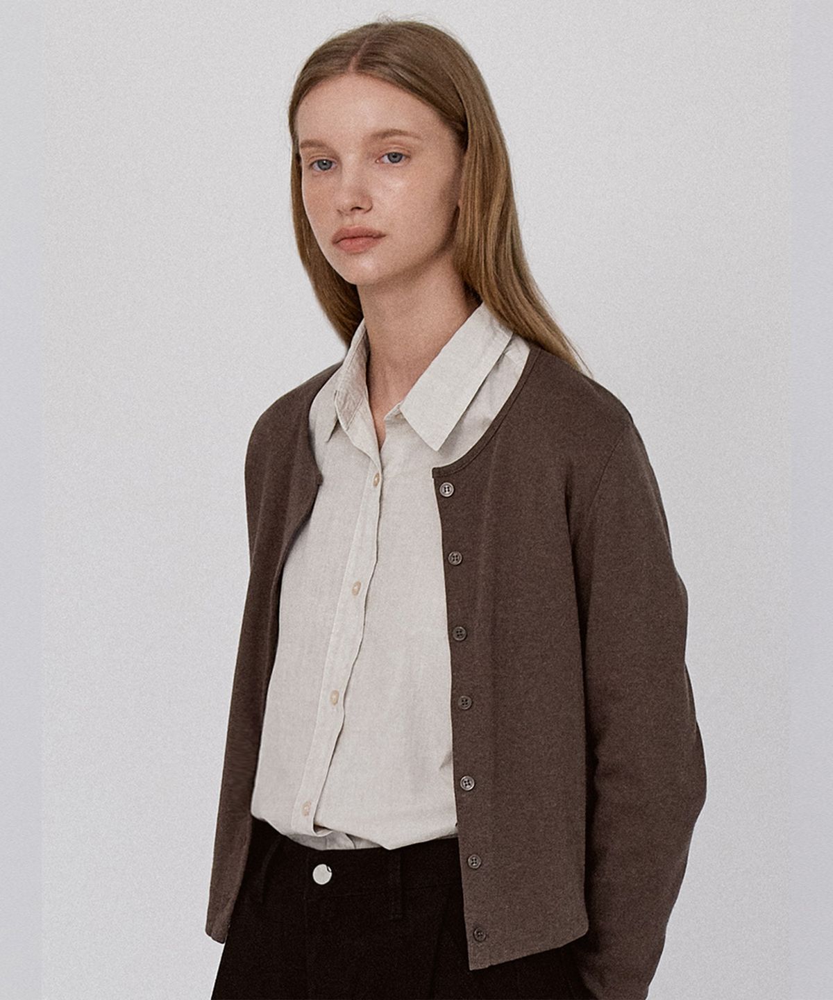 르세지엠(LESEIZEME) Daily Ribbed Cardigan - Brown