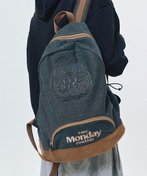 심볼 로고 패치워크 데님 백팩 BROWN