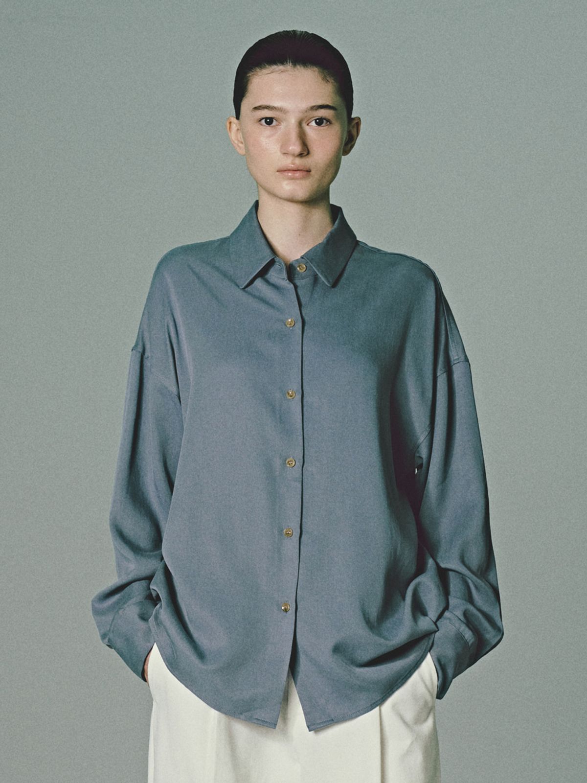 시엔느(SIENNE) 100 Tencel Shirt (Blue)