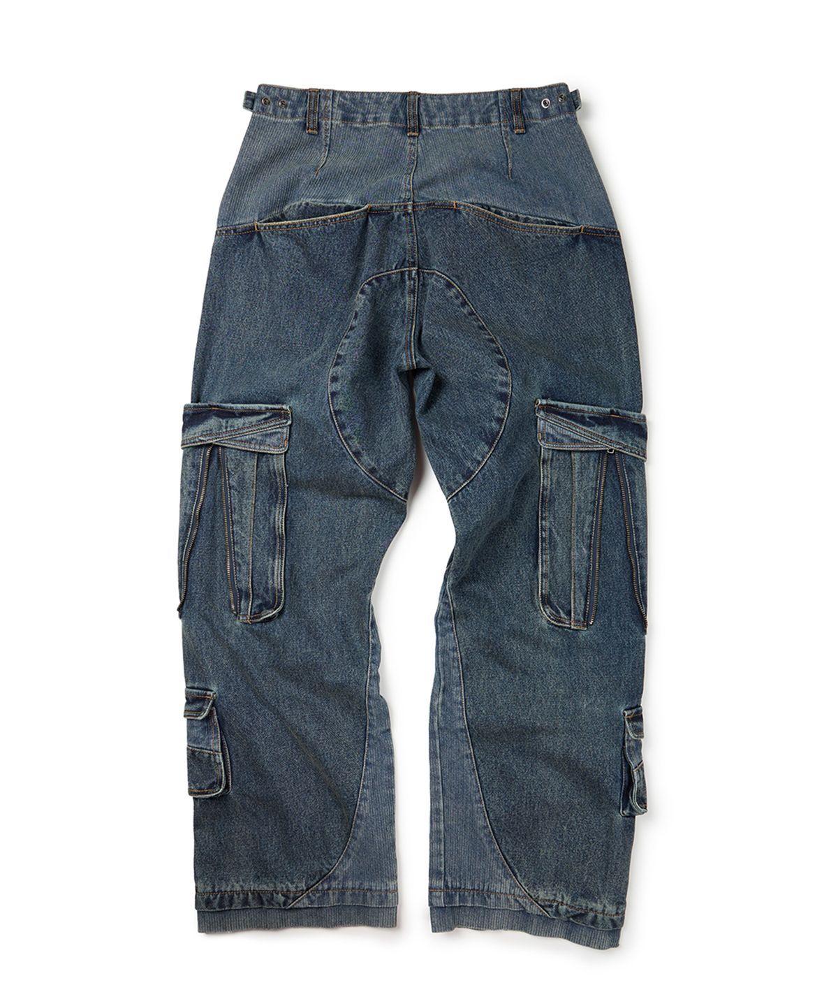 이티씨이(ETCE) LAYERED BACK CARGO DENIM PANTS 2.0 (BLUE)