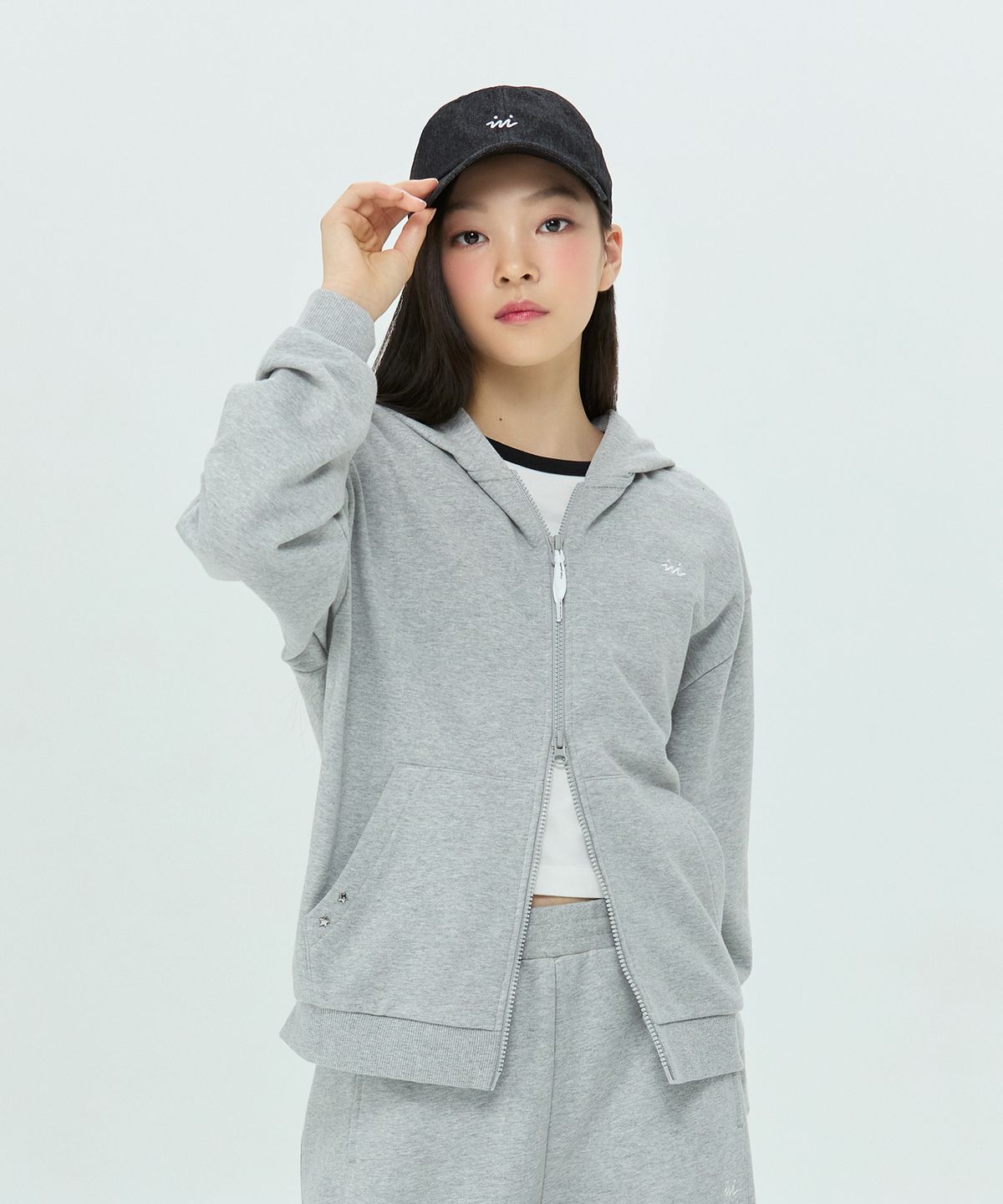 아이엠아이(IAMI) KL66271 주니어 스타 리벳포인트 후드 짚업