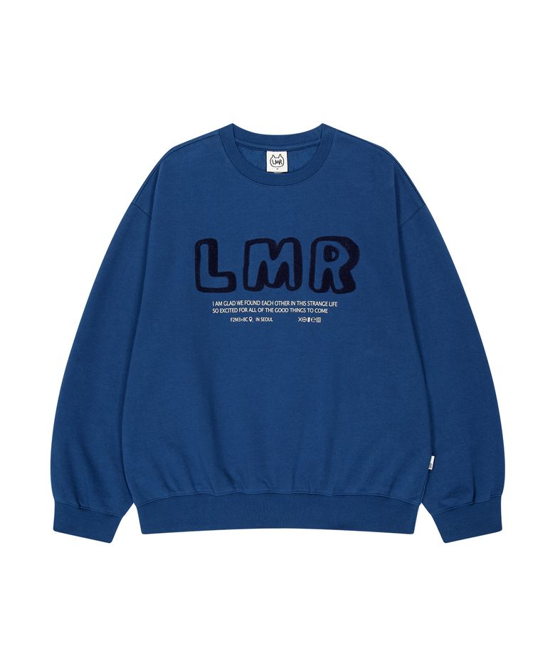 부클 레터링 로고 맨투맨 BLUE
