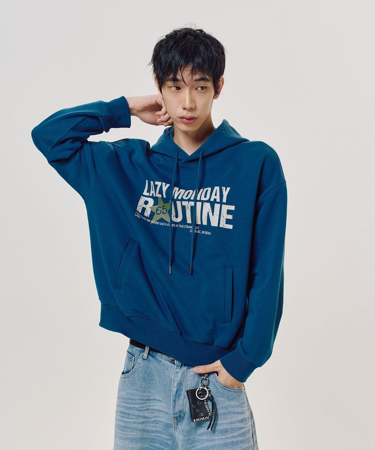 엘엠알(LMR) 풀 레터링 스타 포인트 후드 BLUE