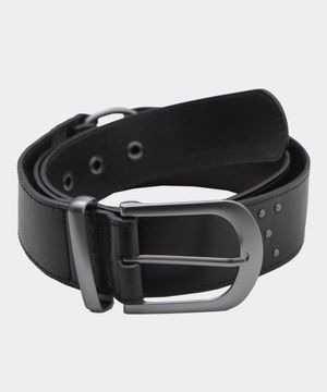 메탈 버클 아일렛 O링 스터드 레더 벨트 [블랙]