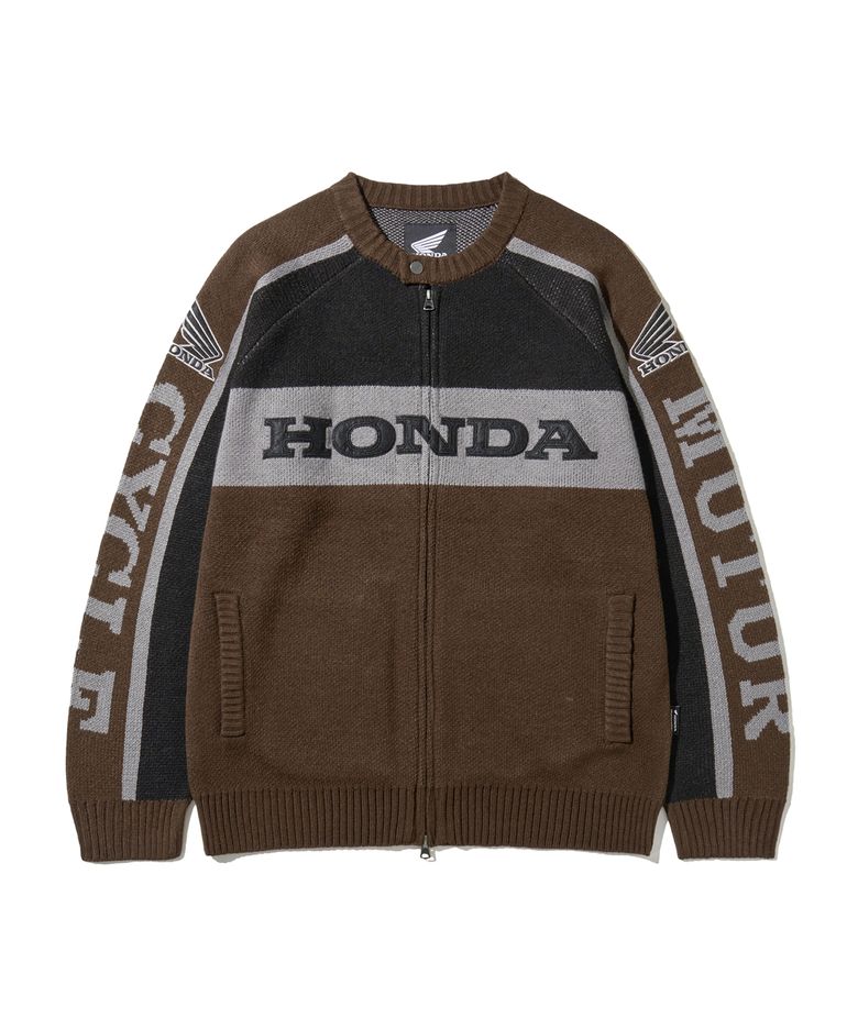 Big Logo Knit Zip-up Brown