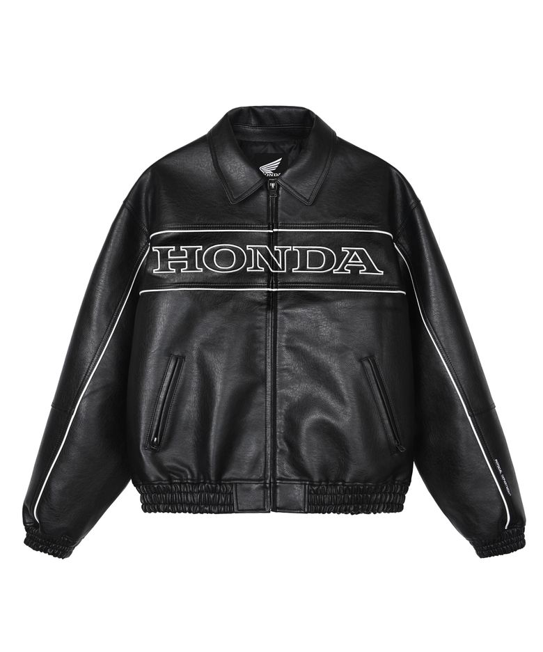Motorcycle Piping Leather Jacket Black