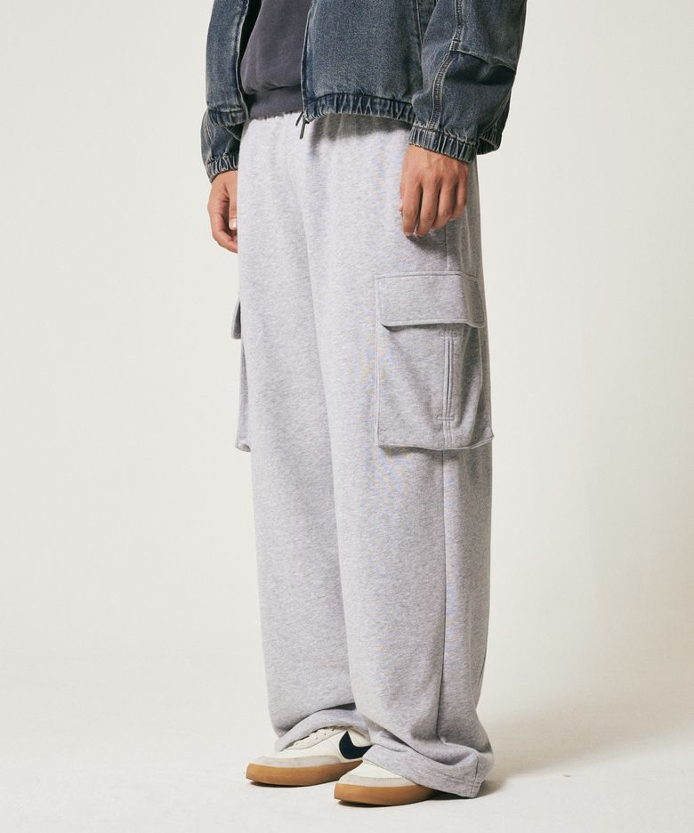 카고 와이드 스웨트 팬츠 MQ6PU182_MELANGE GREY
