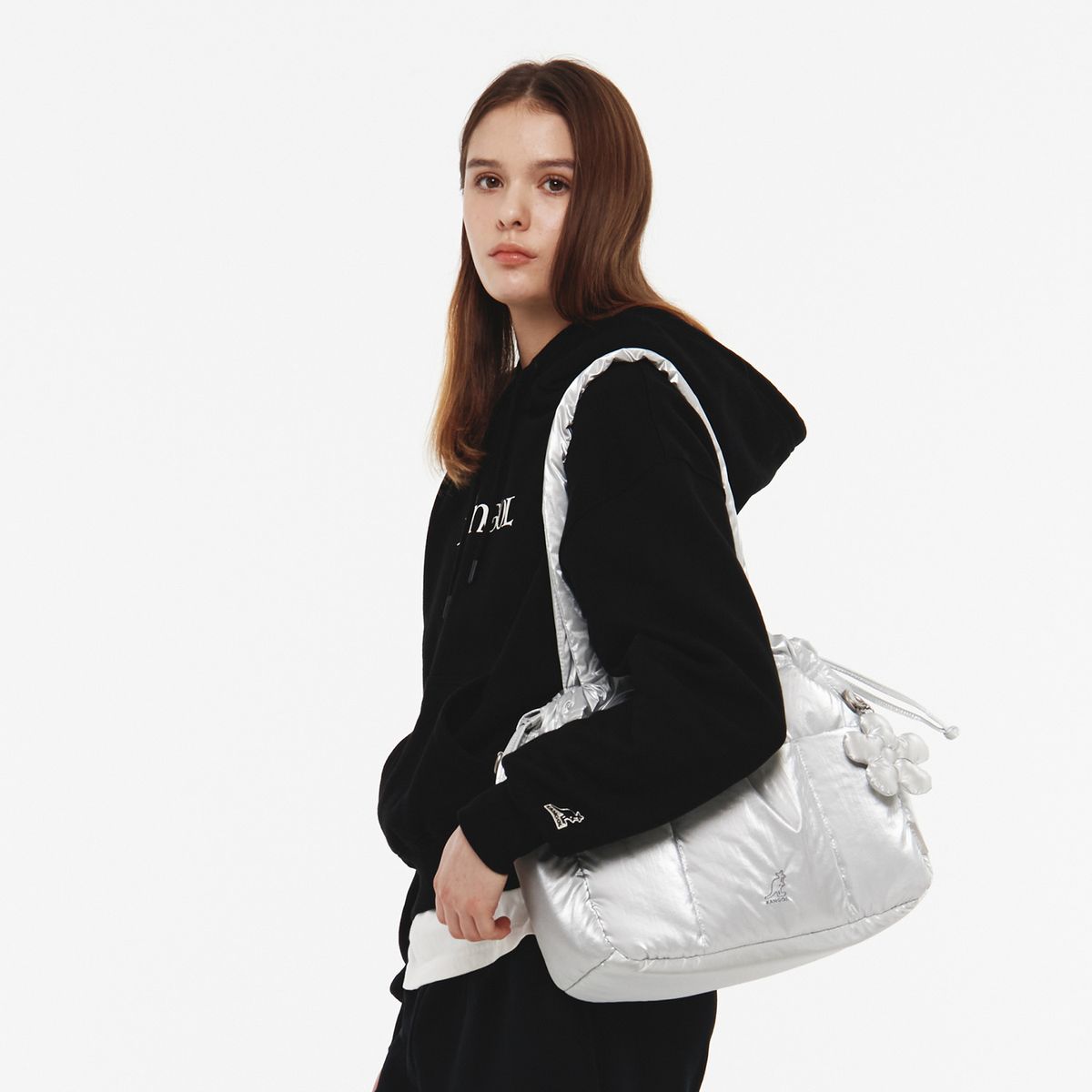 캉골(KANGOL) 푸퍼 라지 토트백 3997 실버