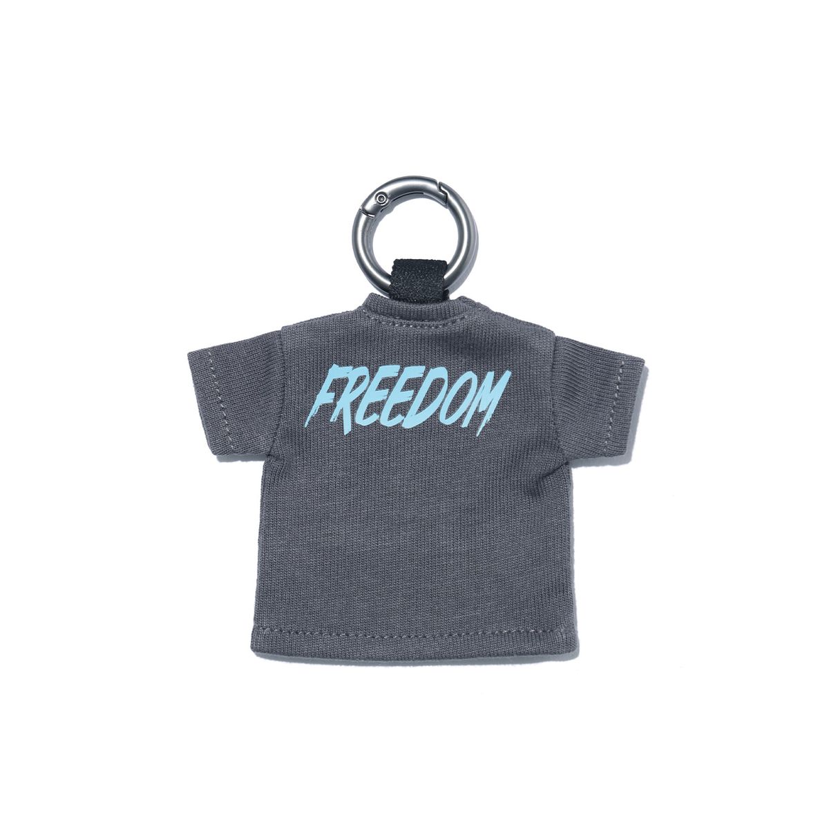 프리덤(FREEDOM) 미니 백 프린팅 티셔츠 키링 (다크그레이/블루)