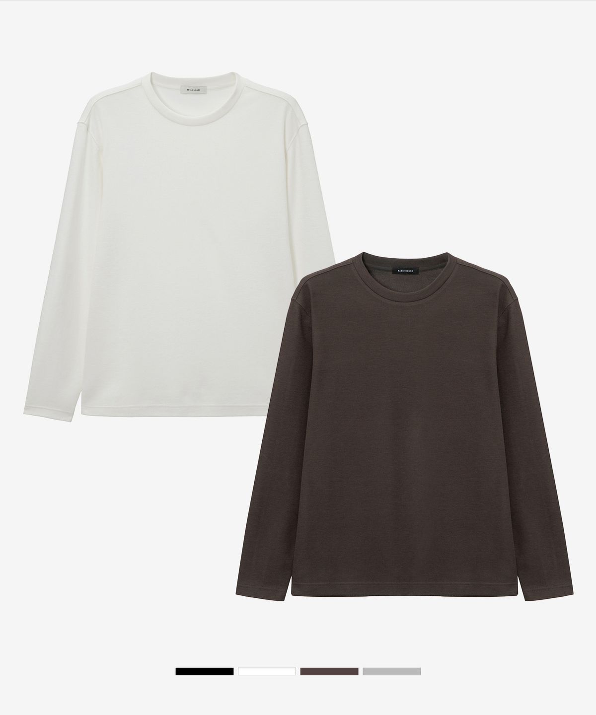 베이직하우스(BASIC HOUSE) [2PACK] 니트라이크 라운드넥 긴팔티셔츠 2팩(4컬러) LZTS6105