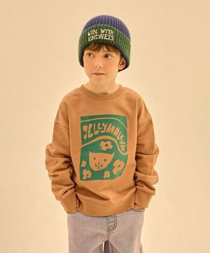 캣 스탬프 스웻셔츠_브라운