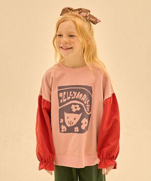 캣 스탬프 벌룬 스웻셔츠_핑크