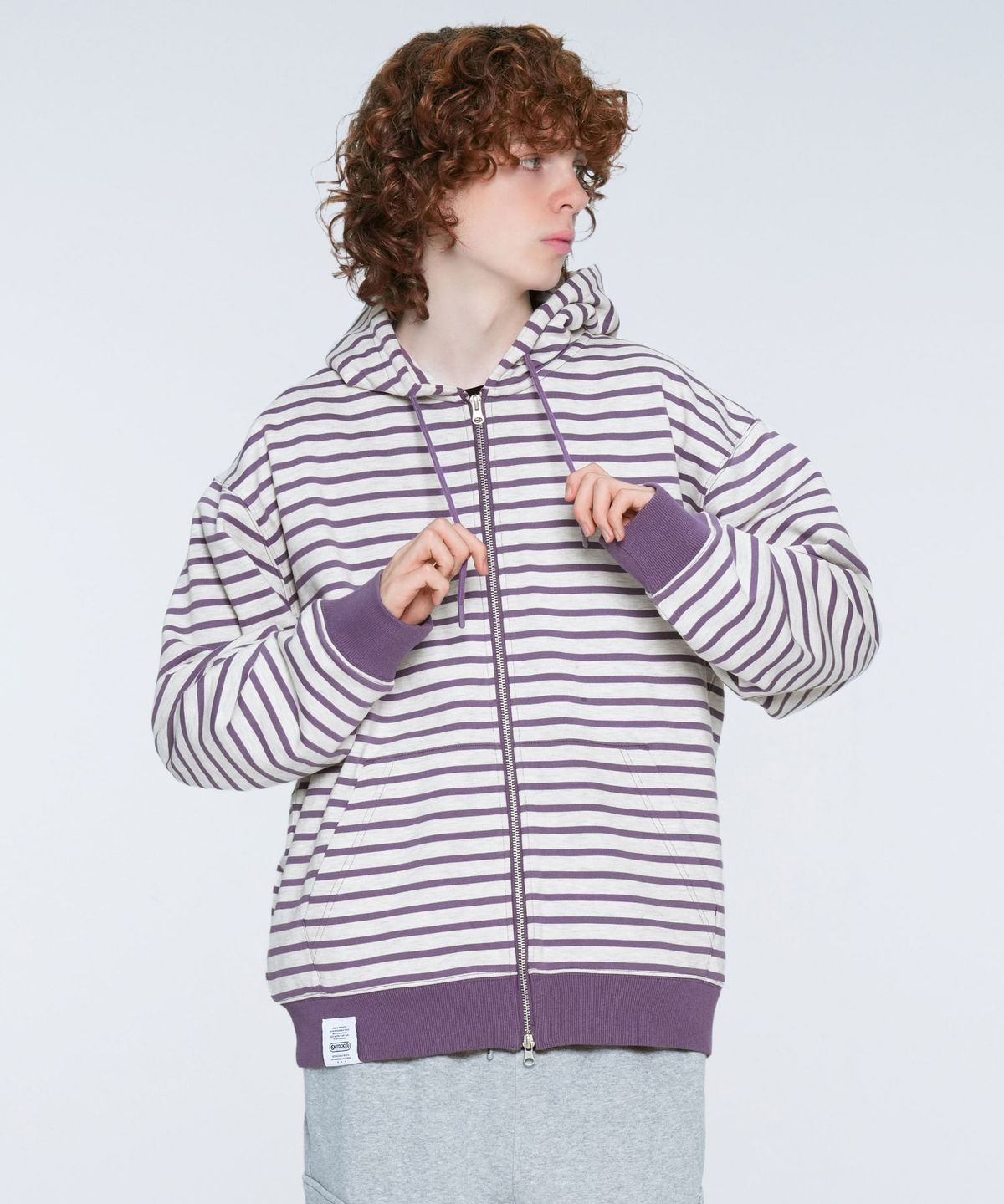 아웃도어 프로덕츠(OUTDOOR PRODUCTS) STRIPE ZIP-UP HOODIE (PURPLE)