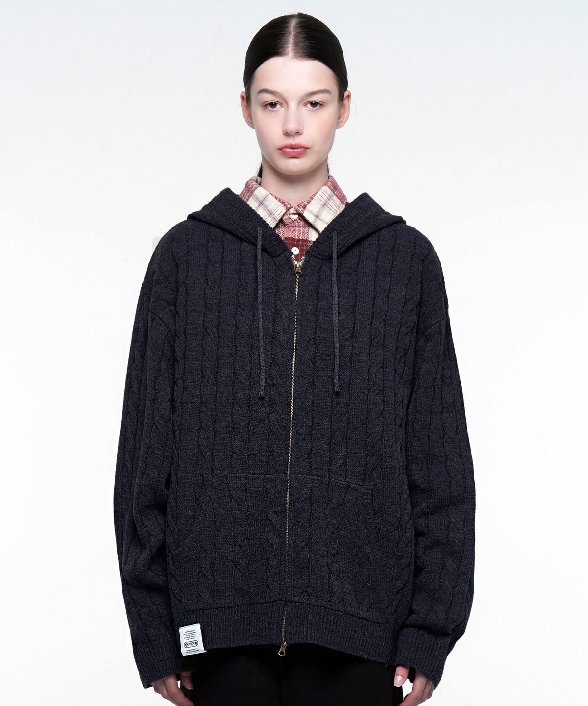 아웃도어 프로덕츠(OUTDOOR PRODUCTS) CABLE KNIT ZIP-UP HOODIE (NAVY)