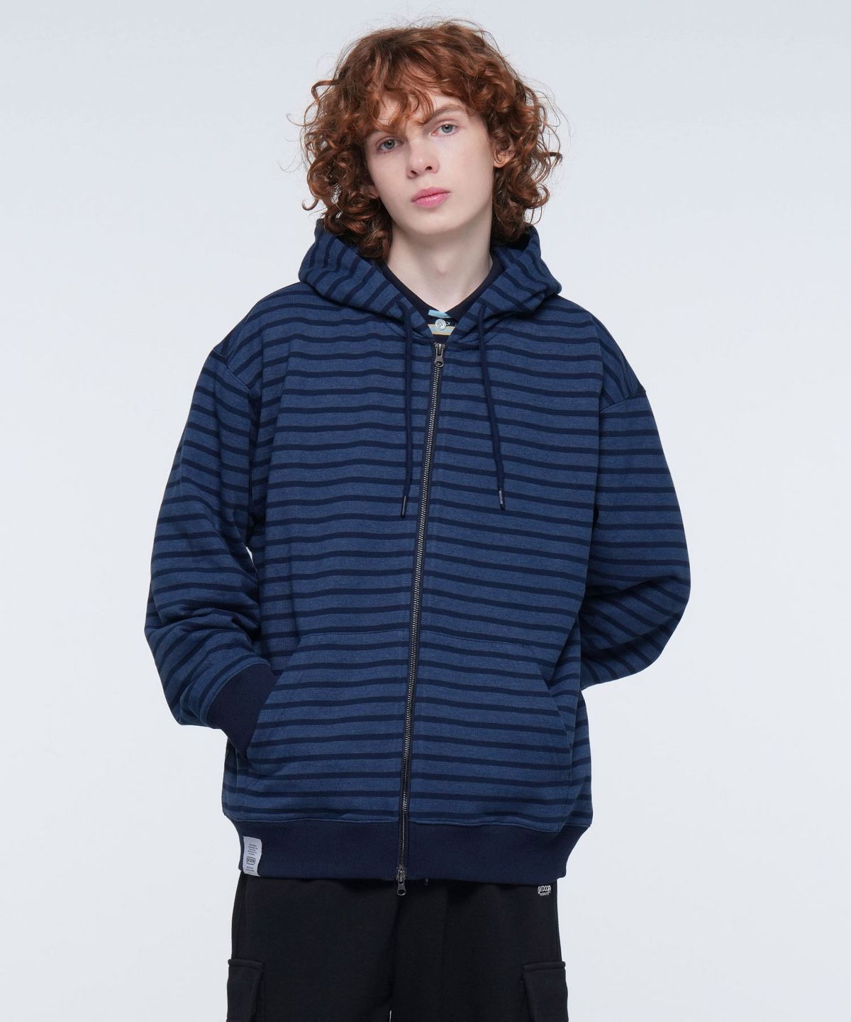 아웃도어 프로덕츠(OUTDOOR PRODUCTS) STRIPE ZIP-UP HOODIE (NAVY)