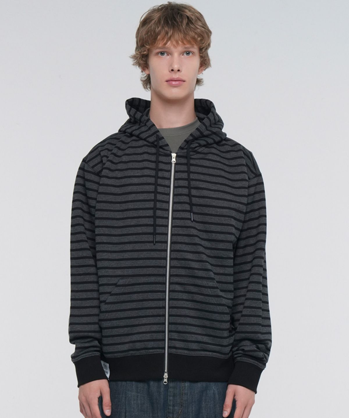 아웃도어 프로덕츠(OUTDOOR PRODUCTS) STRIPE ZIP-UP HOODIE (BLACK)