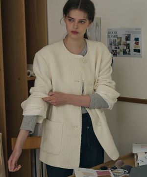 벨비 오버핏 울 트위드 자켓 [IVORY]