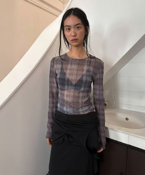 CHECK SEE THROUGH TOP (charcoal)
