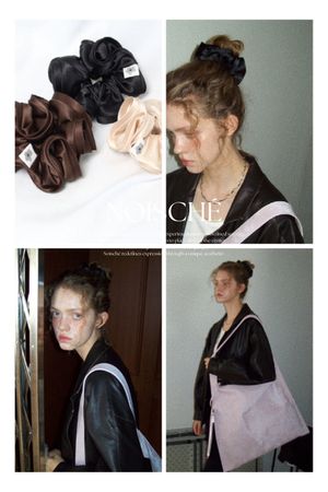 로제 새틴 스크런치 _ 베이지