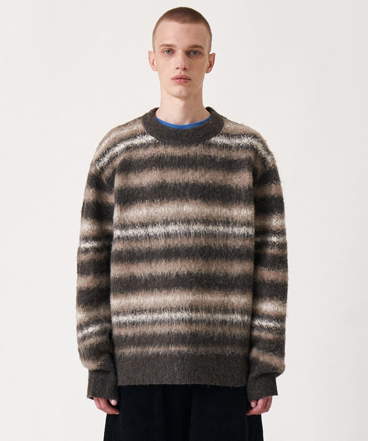 골든선샤인(GOLDEN SUNSHINE) Wool stripe boucle knit_Brown