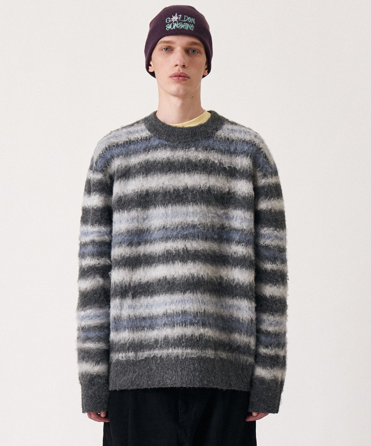 골든선샤인(GOLDEN SUNSHINE) Wool stripe boucle knit_Grey