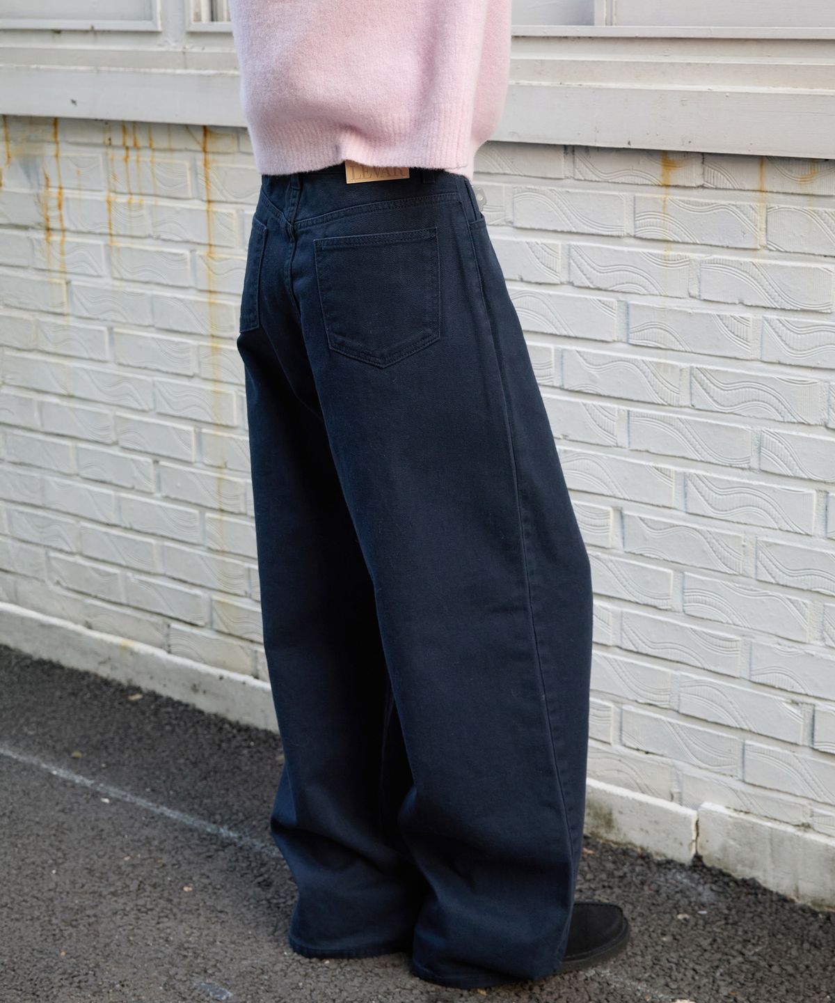 르바(LEVAR) Overdyed Wide Denim - Stone Navy