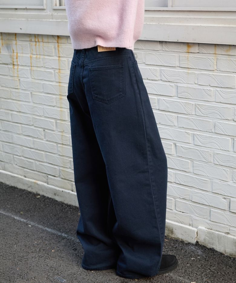 Overdyed Wide Denim - Stone Navy